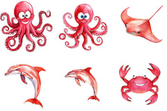 Red Ocean Animals Clipart Bundle - CraftNest - Digital Crafting and Art
