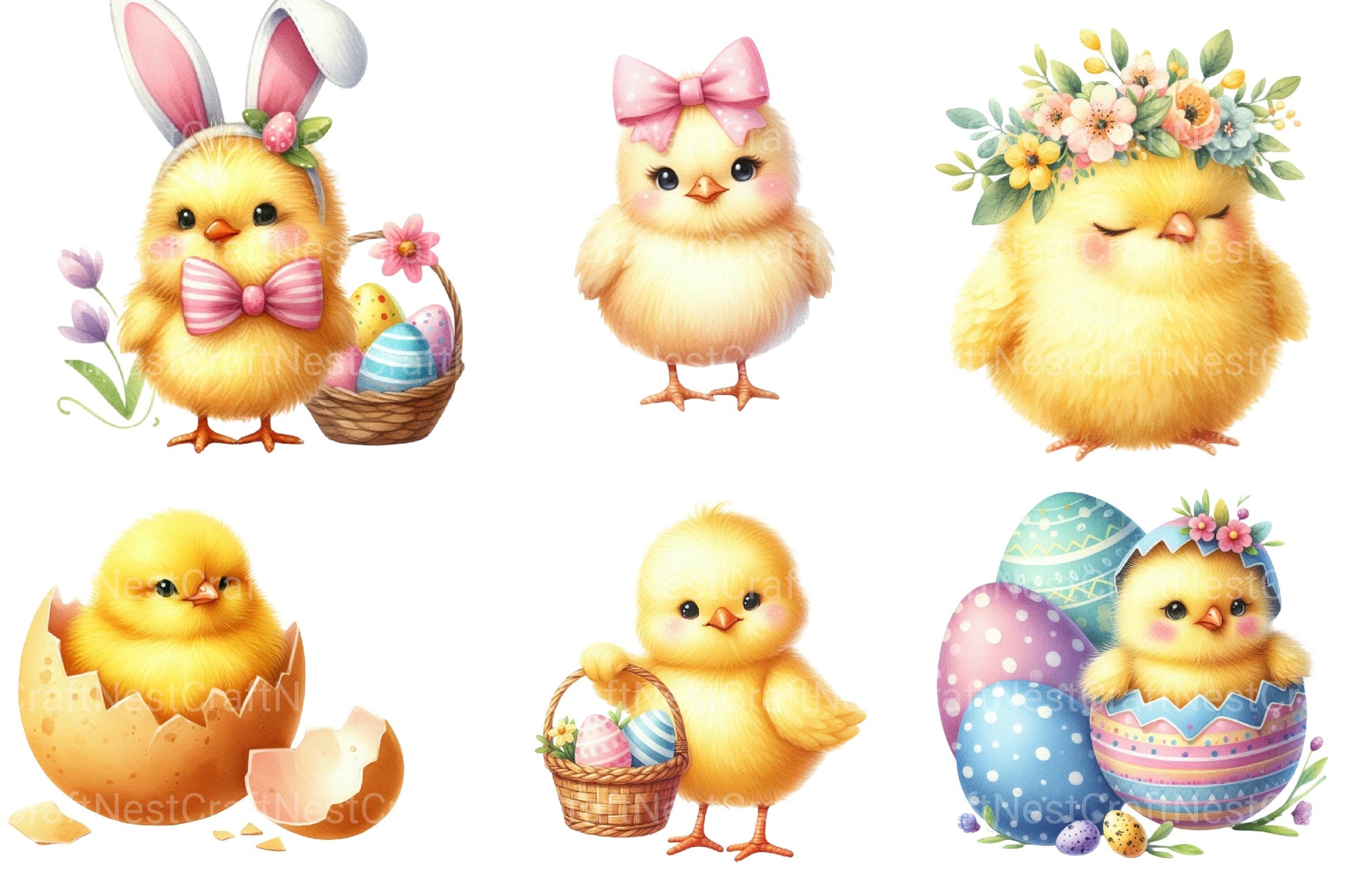 Pastel Chicks Clipart Bundle - CraftNest - Digital Crafting and Art