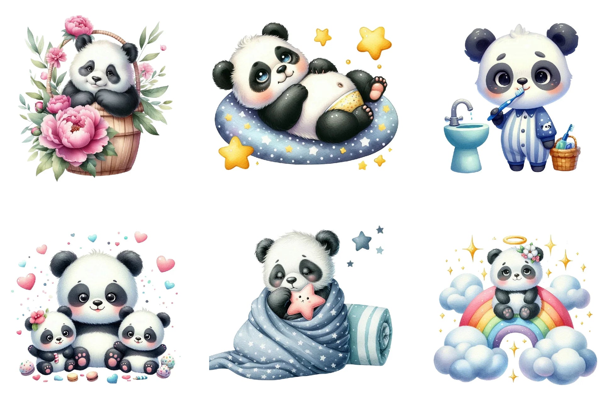 Baby Panda Clipart Bundle - CraftNest - Digital Crafting and Art