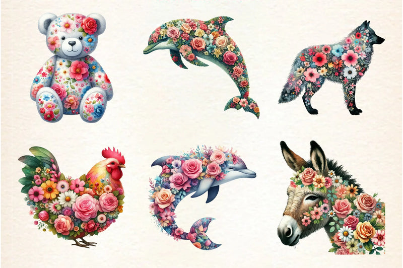 Floral Animals Spring Clipart Bundle - CraftNest - Digital Crafting and Art