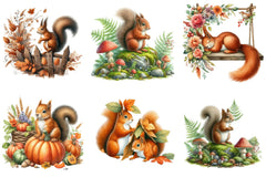 Fall Squirrel Garden Clipart Bundle - CraftNest - Digital Crafting and Art