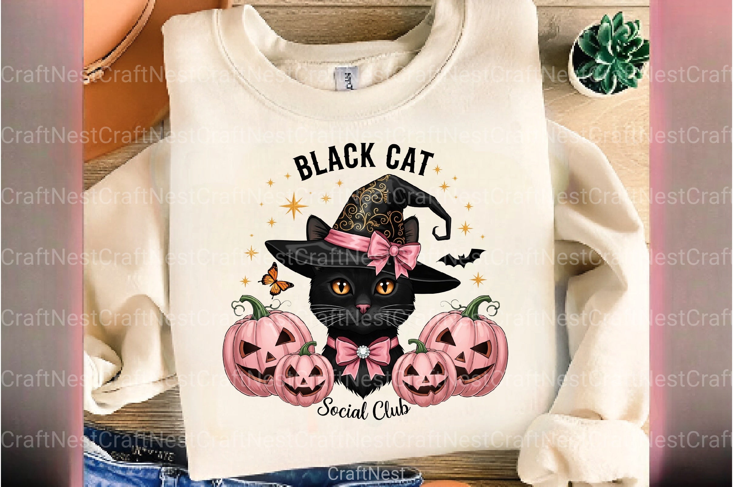 Pink Halloween Cute Black Cat Sticker Bundle - CraftNest - Digital Crafting and Art