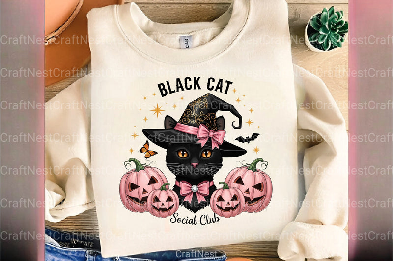Pink Halloween Cute Black Cat Sticker Bundle - CraftNest - Digital Crafting and Art