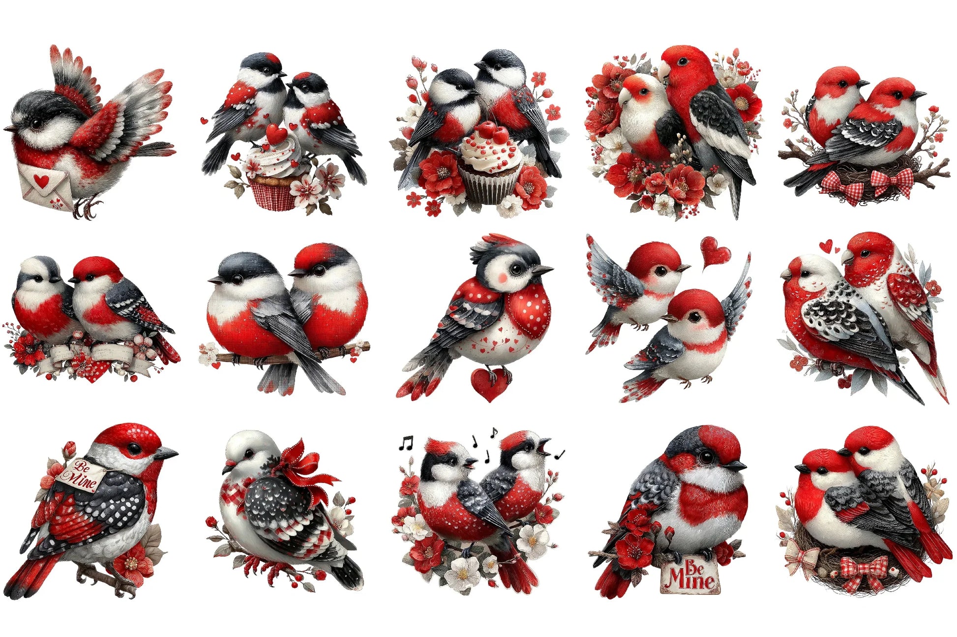 Valentine Birds Clipart Bundle - CraftNest - Digital Crafting and Art