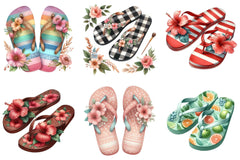 Retro Summer Flip Flops Clipart Bundle - CraftNest - Digital Crafting and Art
