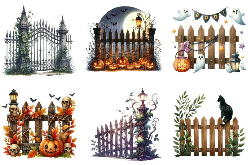 Halloween Fence Clipart Bundle 1 - CraftNest - Digital Crafting and Art