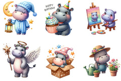 Cute Hippo Clipart Bundle - CraftNest - Digital Crafting and Art