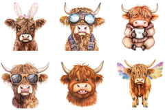 Funny Highland Cow Clipart Bundle - CraftNest - Digital Crafting and Art