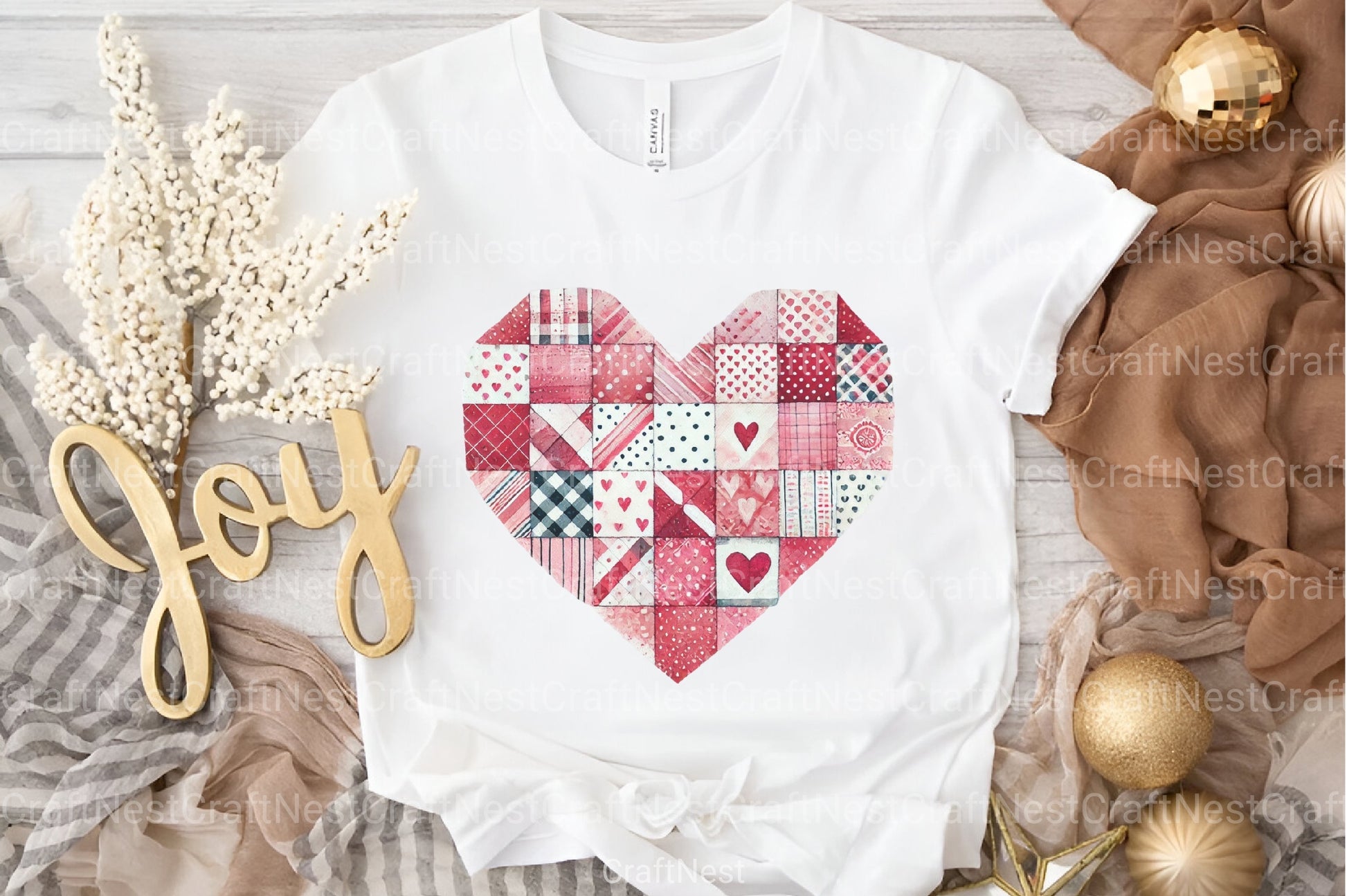 Patchwork Heart Valentine's Day Clipart Bundle 99 - CraftNest - Digital Crafting and Art