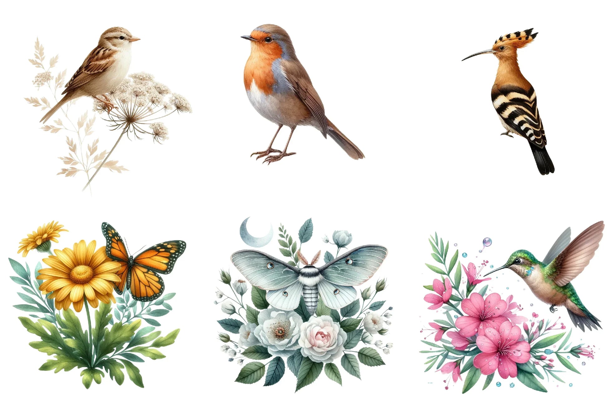 Wildflower & Winged Animal Clipart Bundle - CraftNest - Digital Crafting and Art