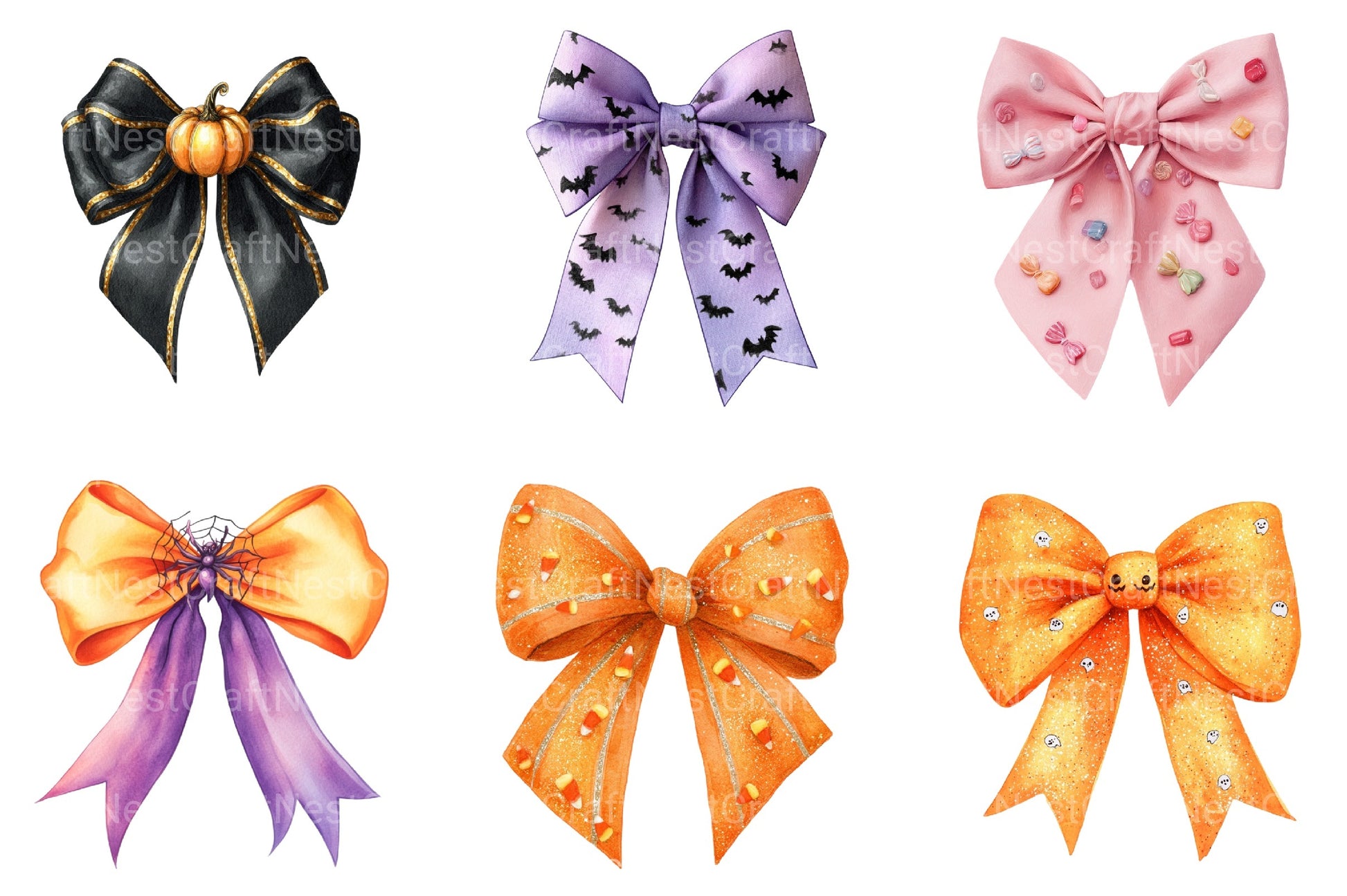 Halloween Coquette Bow Clipart Bundle 24 - CraftNest - Digital Crafting and Art
