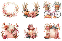 Pink Autumn Clipart Bundle - CraftNest - Digital Crafting and Art
