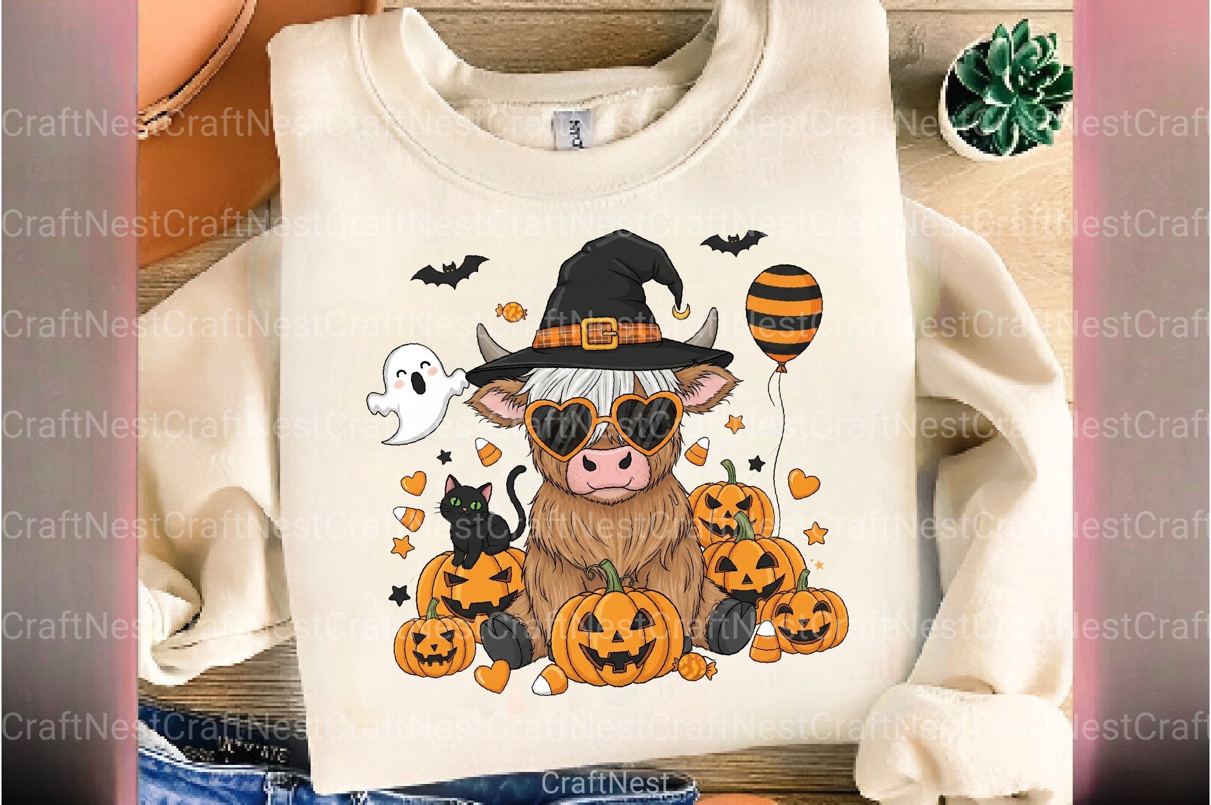 Cute Fall Highland Cow Ghost Clipart Bundle - CraftNest - Digital Crafting and Art