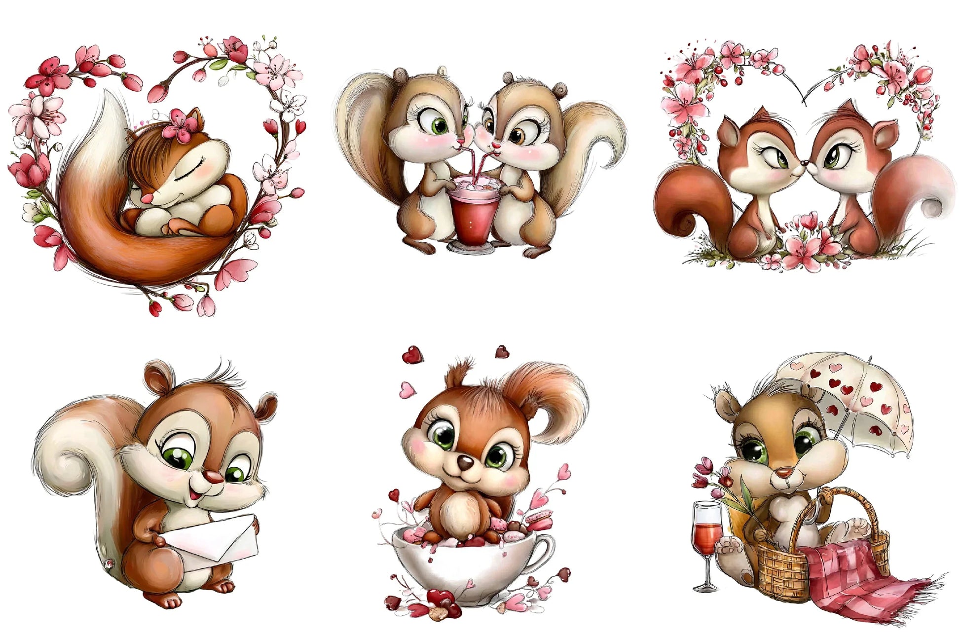 Sweetheart Squirrels Clipart Bundle - CraftNest - Digital Crafting and Art