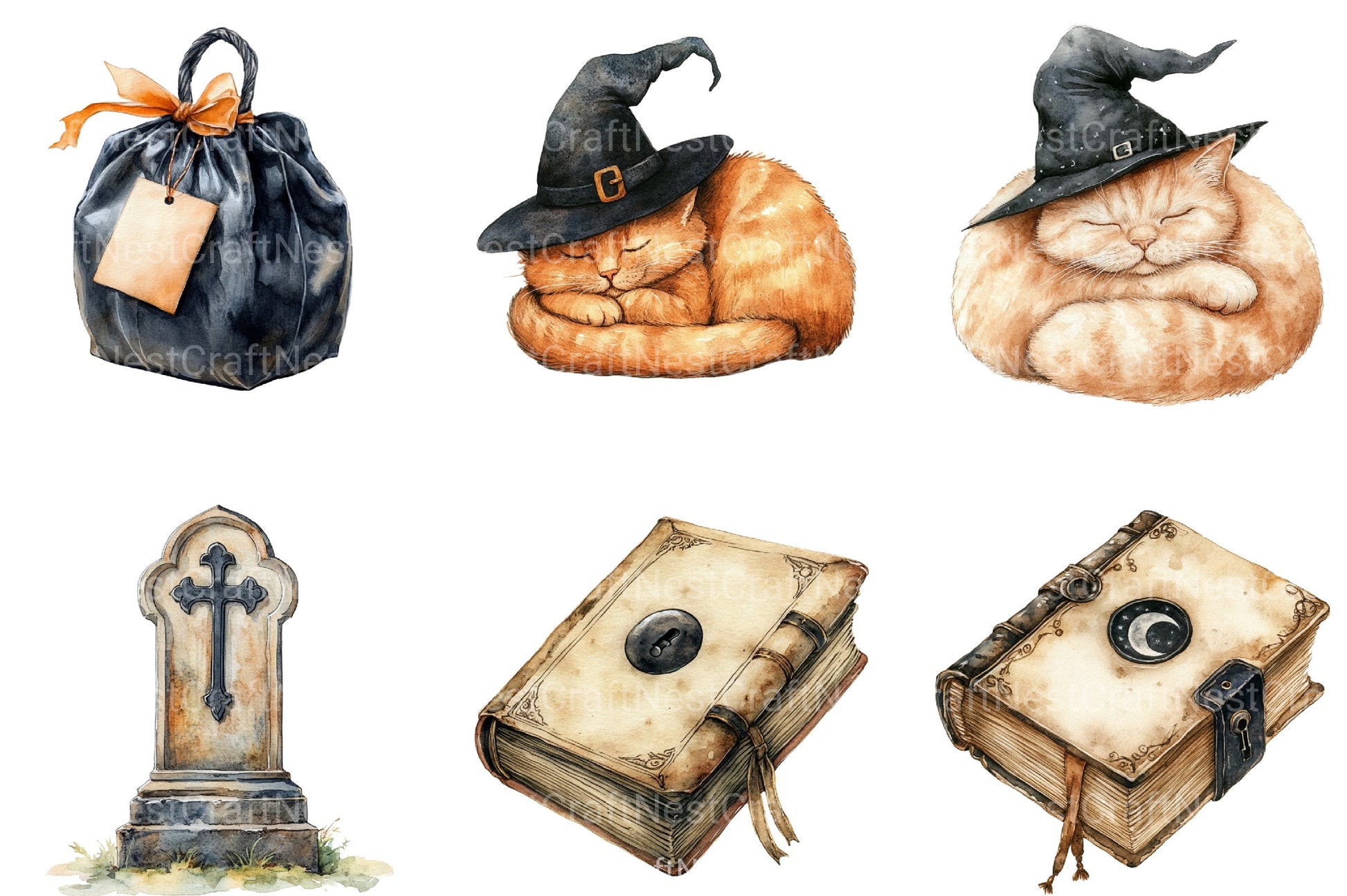 Beige & Black Halloween Clipart Bundle 3 - CraftNest - Digital Crafting and Art