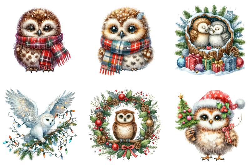 Christmas Cute Owl Clipart Bundle - CraftNest - Digital Crafting and Art