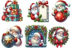 Christmas Peeking Santa Clipart Bundle - CraftNest - Digital Crafting and Art