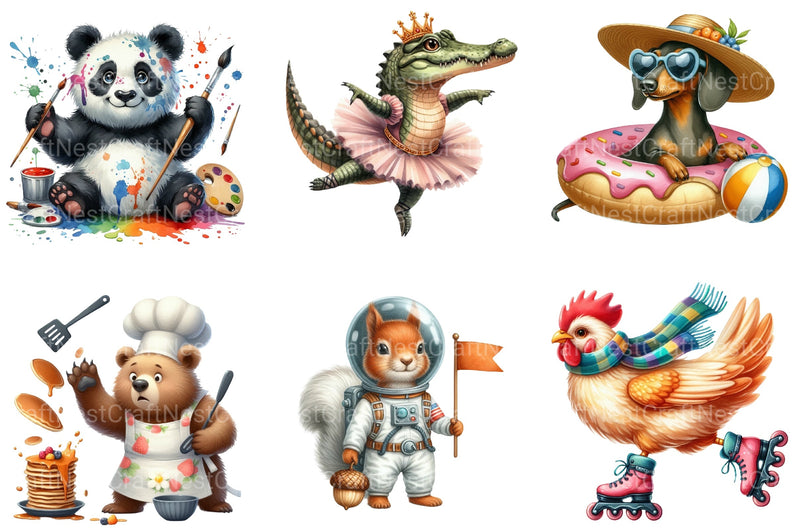 Quirky Funny Animals Clipart Bundle 33 - CraftNest - Digital Crafting and Art