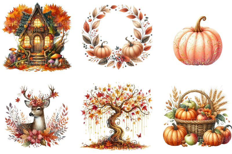 Whimsical Autumn Harvest Clipart Bundle - CraftNest - Digital Crafting and Art