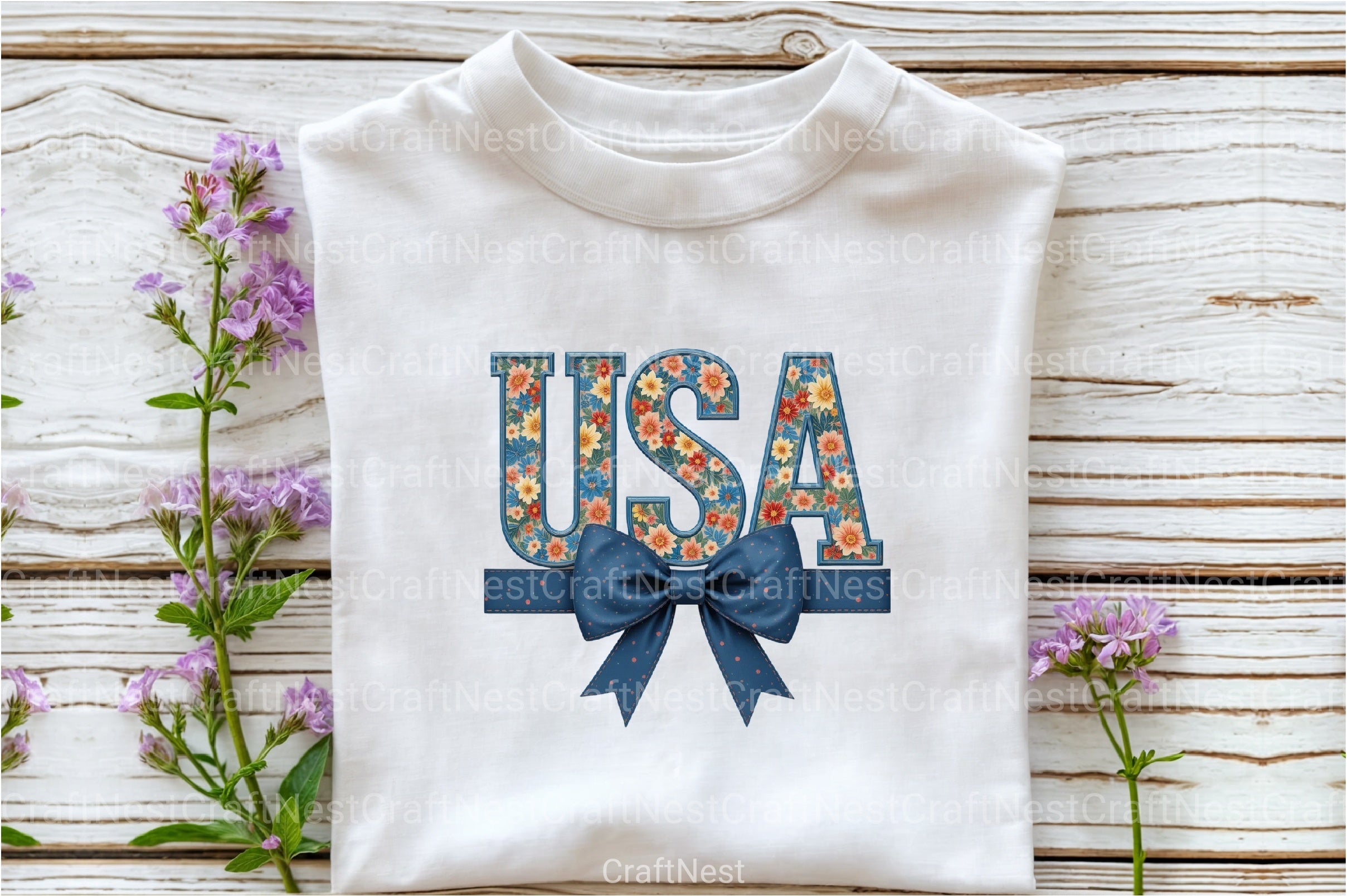 USA 4th of July Coquette Bow Flowers Clipart Bundle 2 - CraftNest - Digital Crafting and Art