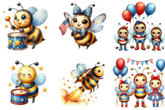 4th of July Bee Clipart Bundle 99 - CraftNest - Digital Crafting and Art