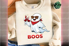 Just Here For The Boos Ghost Wine Halloween T-Shirt Clipart Bundle - CraftNest - Digital Crafting and Art