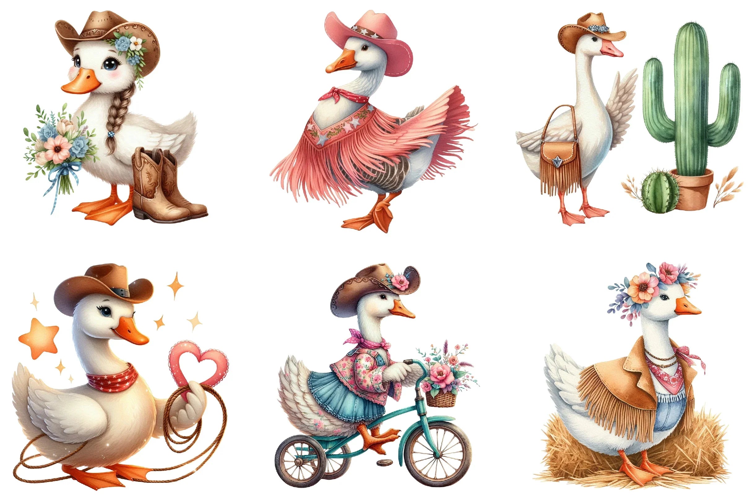 Cute Cowgirl Goose Clipart Bundle - CraftNest - Digital Crafting and Art