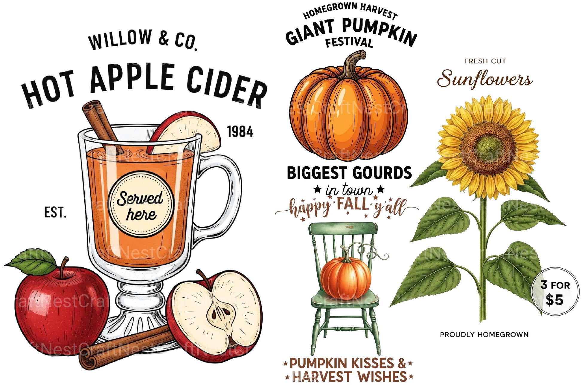 Rustic Fall Farmhouse Sign Clipart Bundle - CraftNest - Digital Crafting and Art