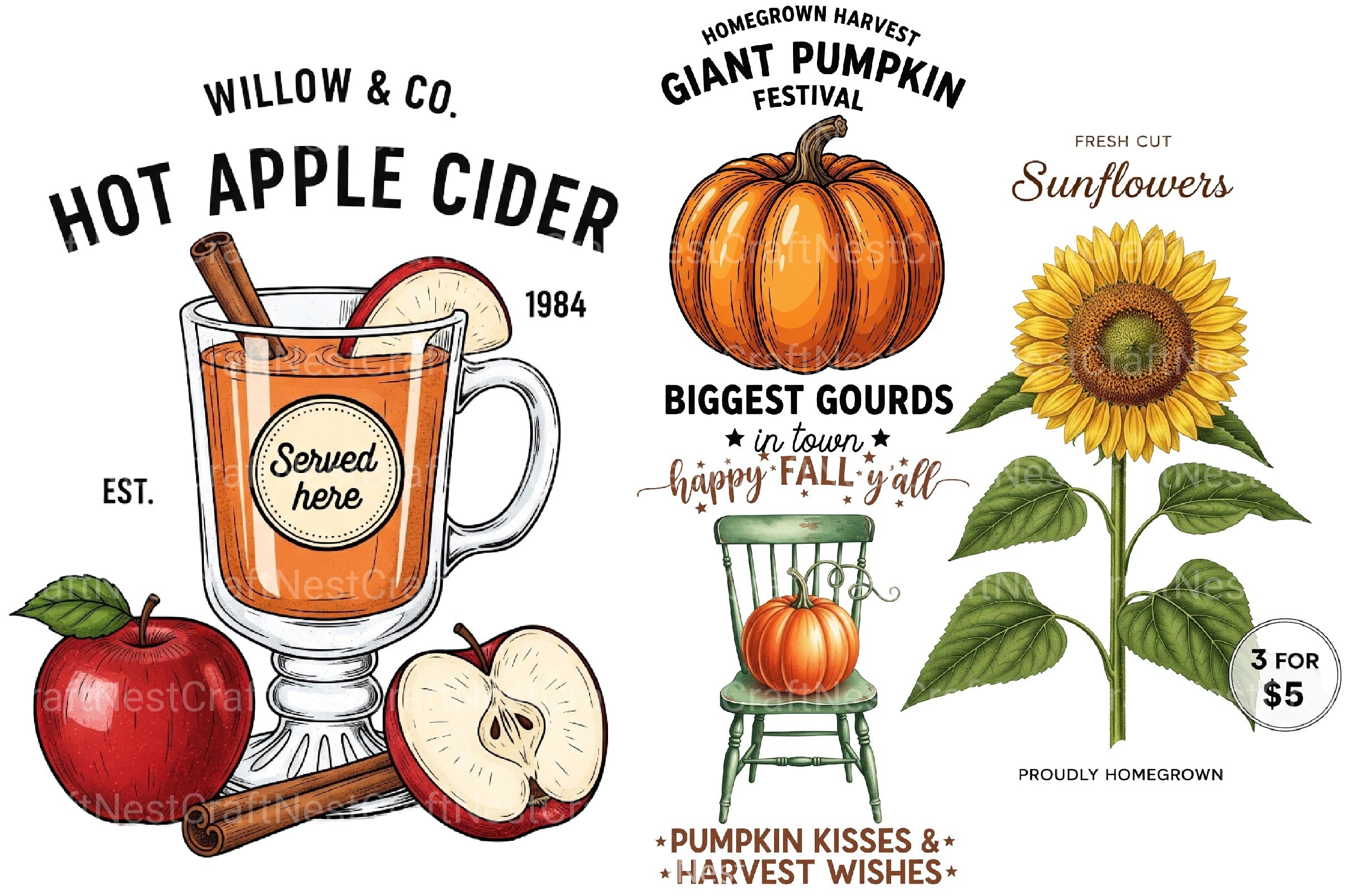 Rustic Fall Farmhouse Sign Clipart Bundle - CraftNest - Digital Crafting and Art