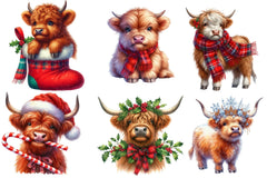 Christmas Highland Cows Clipart Bundle - CraftNest - Digital Crafting and Art