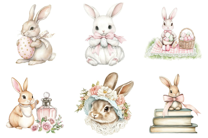 Easter Bunny Coquette Clipart Bundle - CraftNest - Digital Crafting and Art