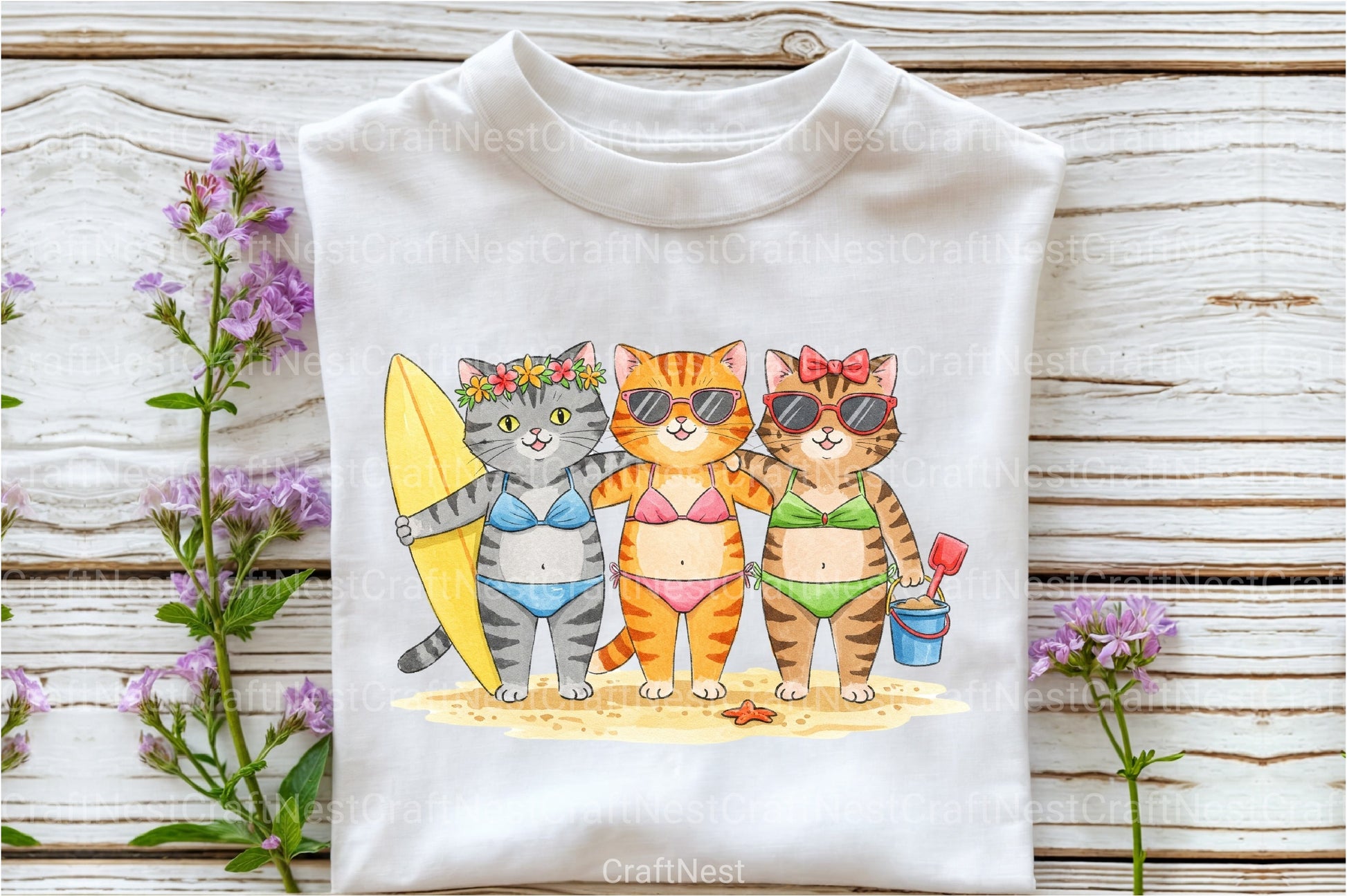 Funny Cat Summer Animal Clipart Bundle - CraftNest - Digital Crafting and Art