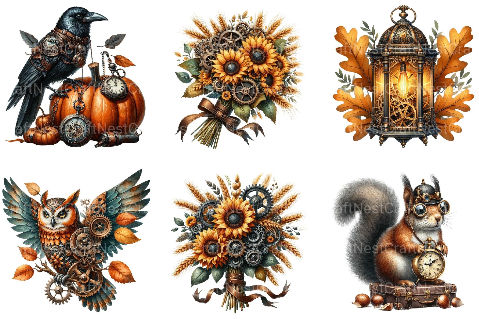 Steampunk Autumn Clipart - CraftNest - Digital Crafting and Art