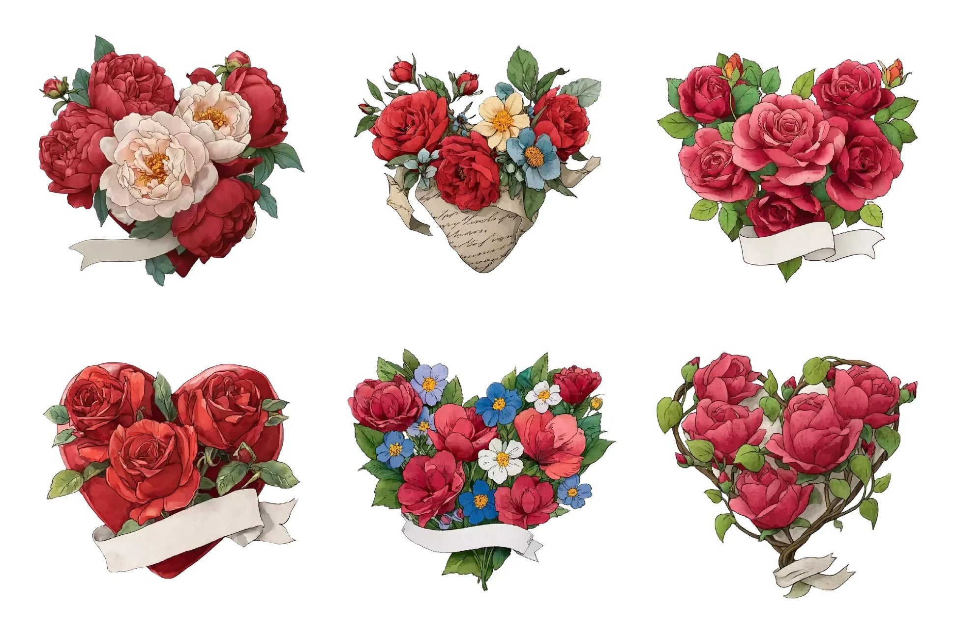 Vintage Floral Heart Clipart Bundle - CraftNest - Digital Crafting and Art