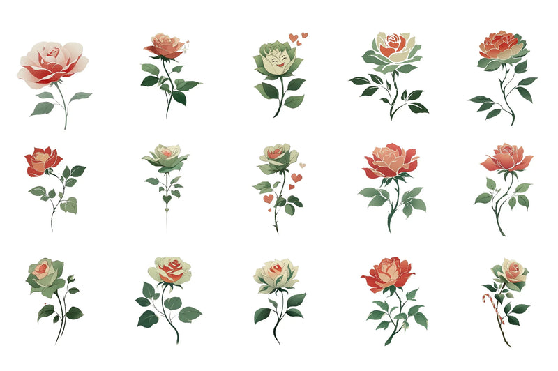 Quirky Valentine Rose Flower Clipart Bundle - CraftNest - Digital Crafting and Art