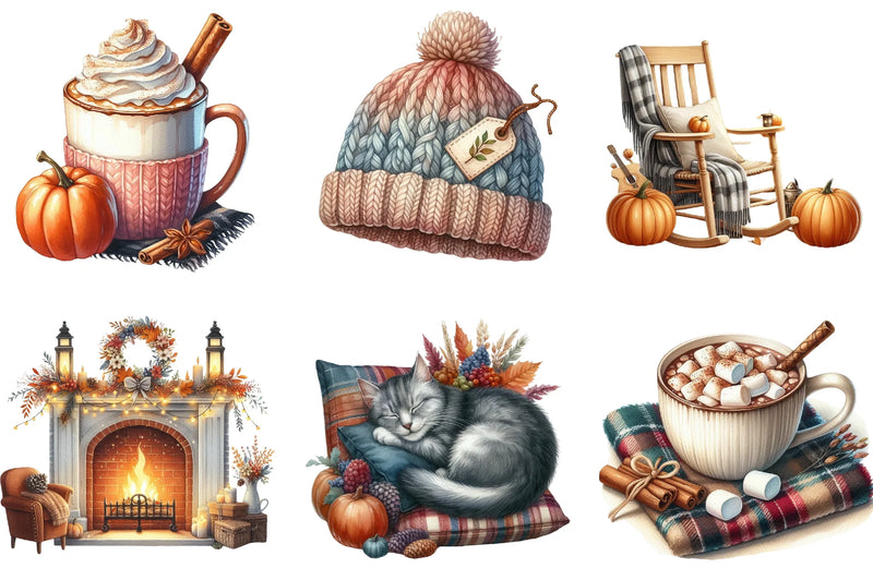 Cozy Autumn Clipart Bundle - CraftNest - Digital Crafting and Art