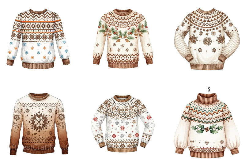 Neutral Christmas Sweater Clipart Bundle - CraftNest - Digital Crafting and Art