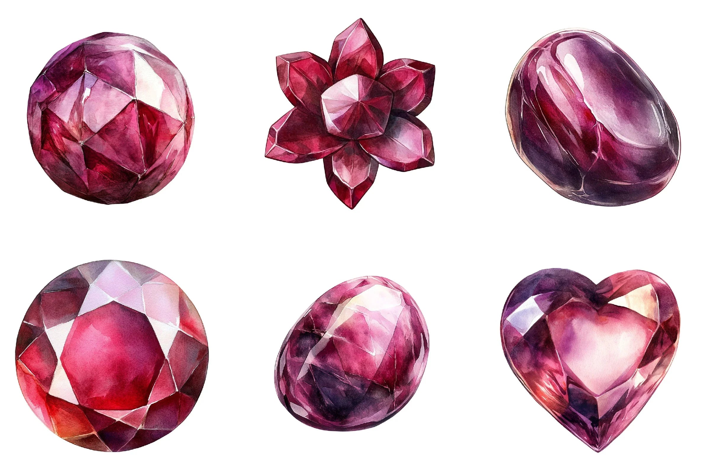 Burgundy Crystal and Gem Clipart Bundle - CraftNest - Digital Crafting and Art
