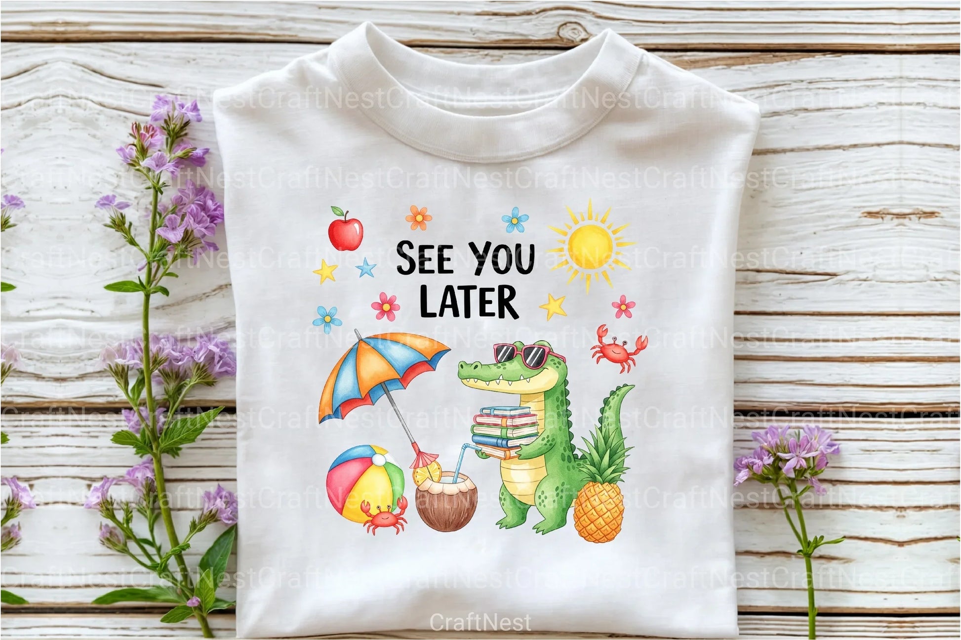 See You Later Summer Beach Alligator Clipart Bundle - CraftNest - Digital Crafting and Art