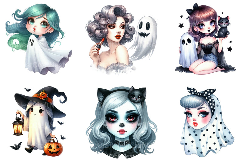 Pin Up Ghost Girl Clipart Bundle - CraftNest - Digital Crafting and Art