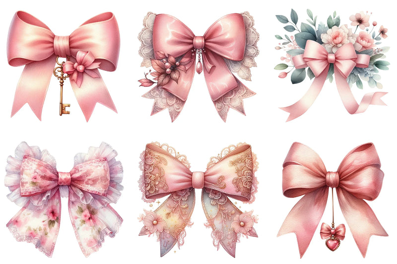 Soft Pink Coquette Bow Clipart Bundle - CraftNest - Digital Crafting and Art