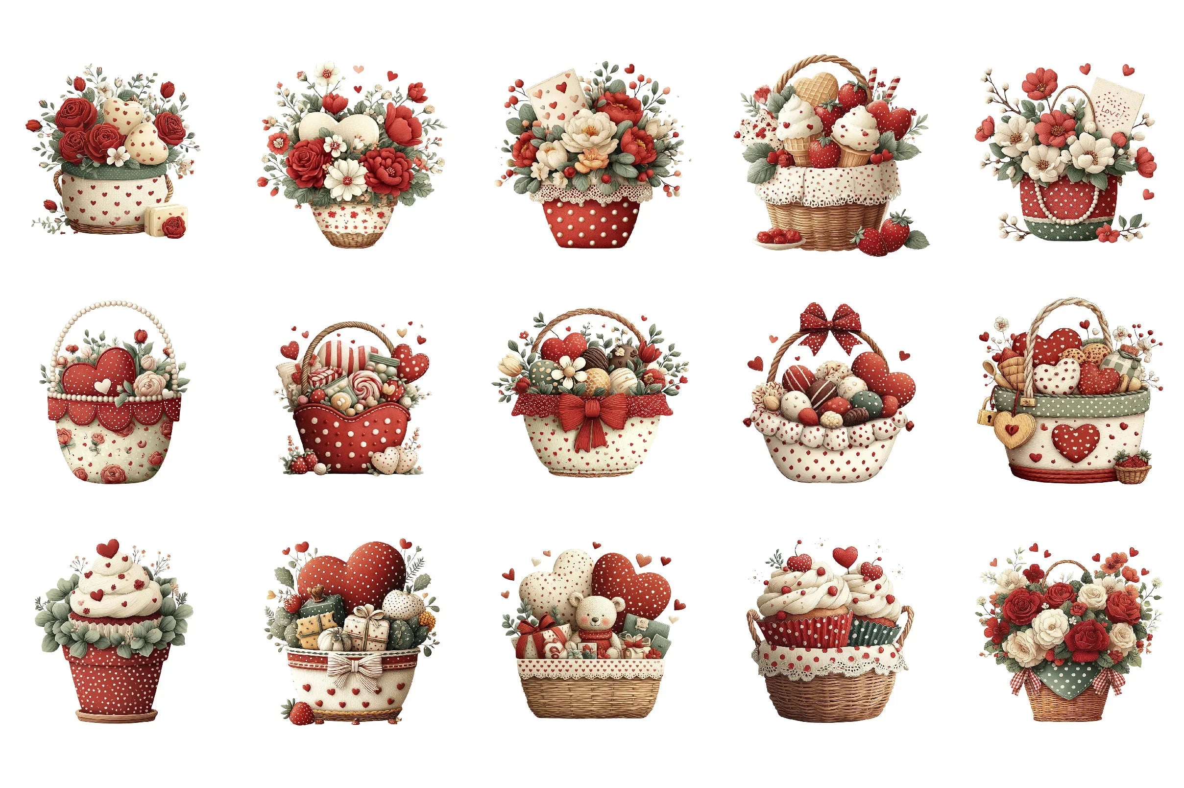 Valentine Heart Basket Clipart Bundle - CraftNest - Digital Crafting and Art