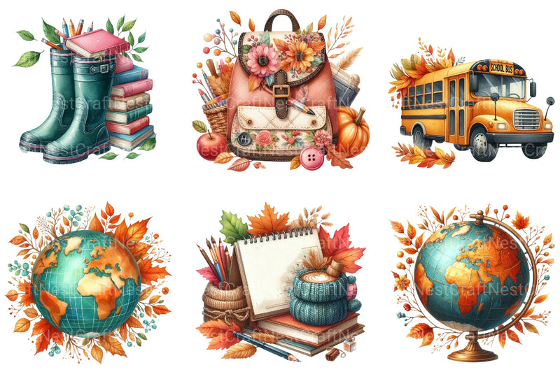 Autumn Back to School Clipart Bundle - CraftNest - Digital Crafting and Art