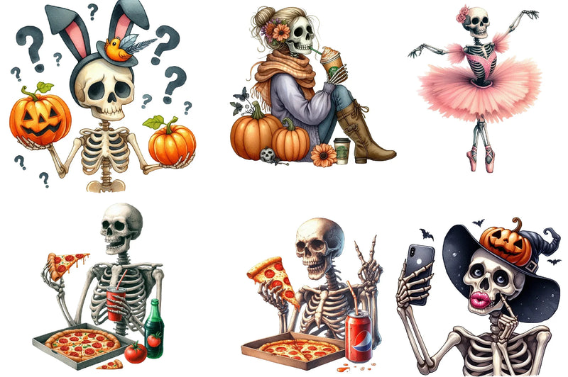 Funny Skeleton Clipart Bundle - CraftNest - Digital Crafting and Art