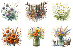 Summer Wildflowers Bouquet Clipart Bundle - CraftNest - Digital Crafting and Art