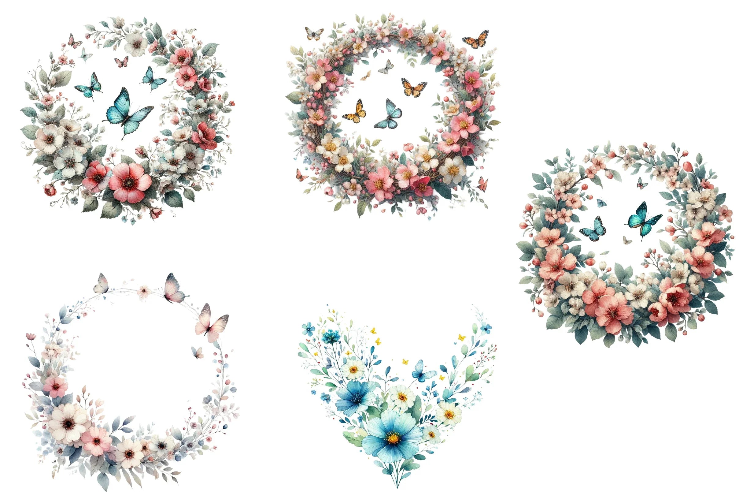 Butterfly Flowers Clipart Bundle - CraftNest - Digital Crafting and Art