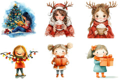 Christmas Girls Clipart Bundle - CraftNest - Digital Crafting and Art