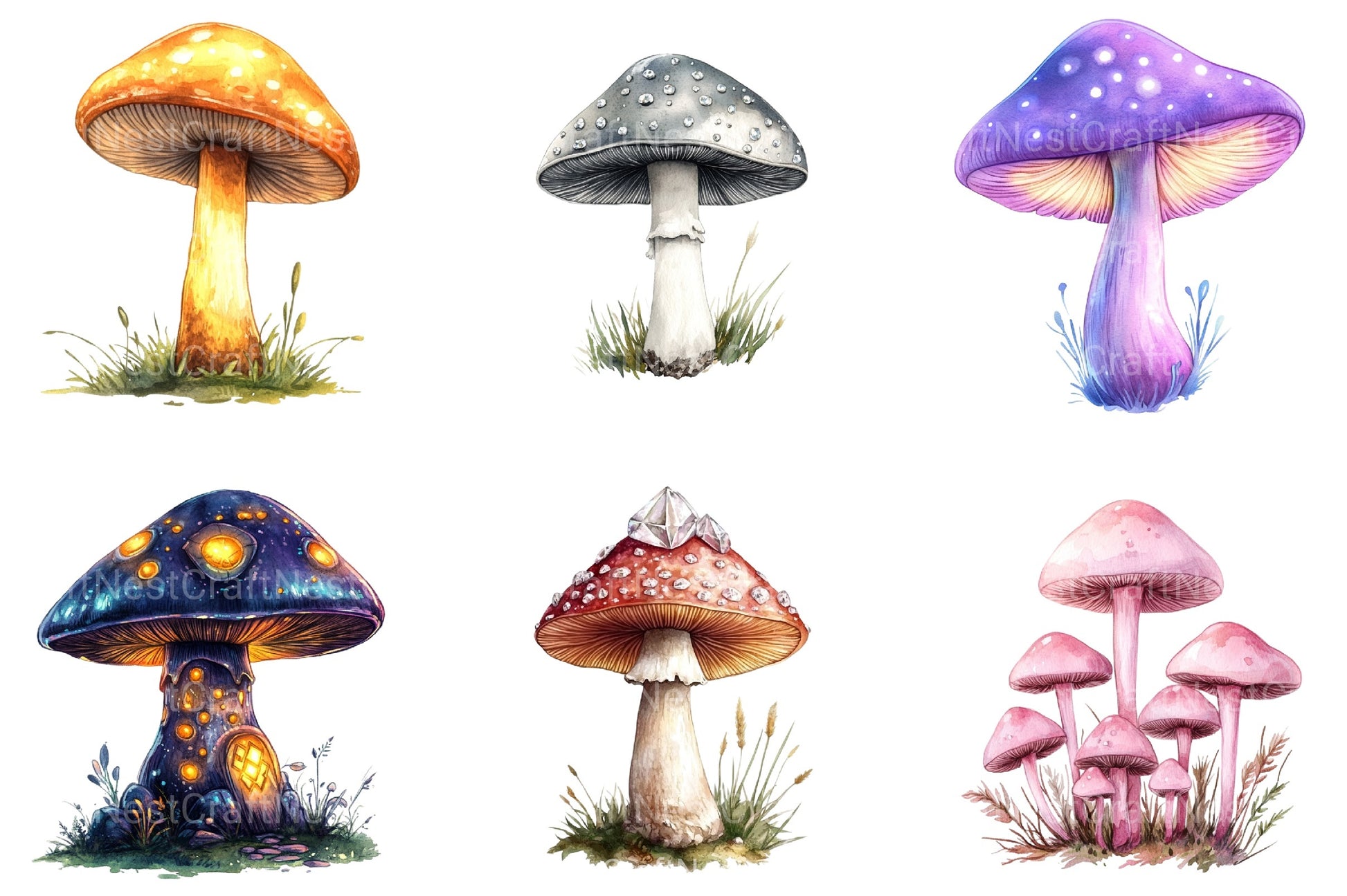 Magical Mushrooms Clipart Bundle 66 - CraftNest - Digital Crafting and Art