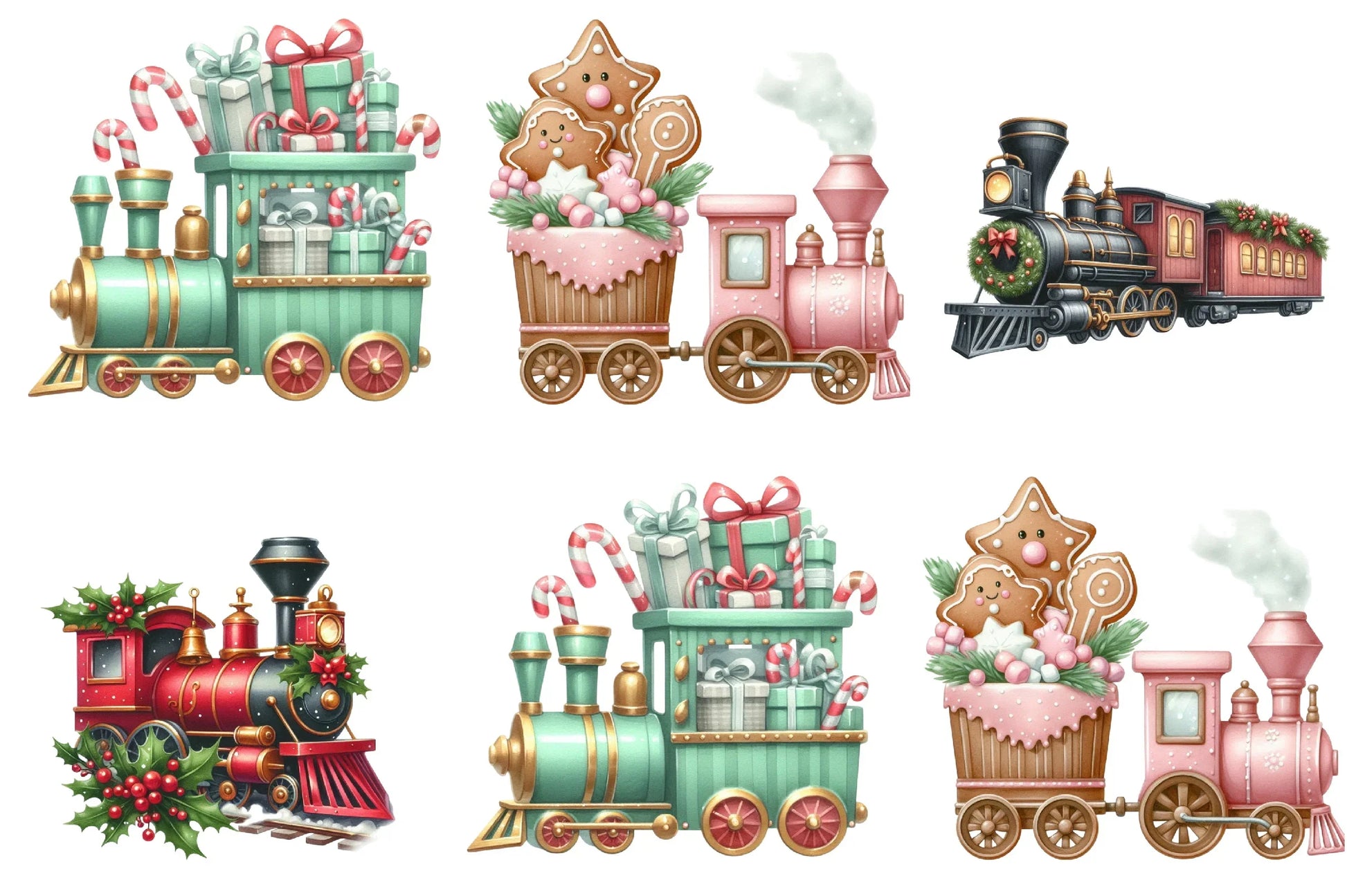 Christmas Train Clipart Bundle - CraftNest - Digital Crafting and Art