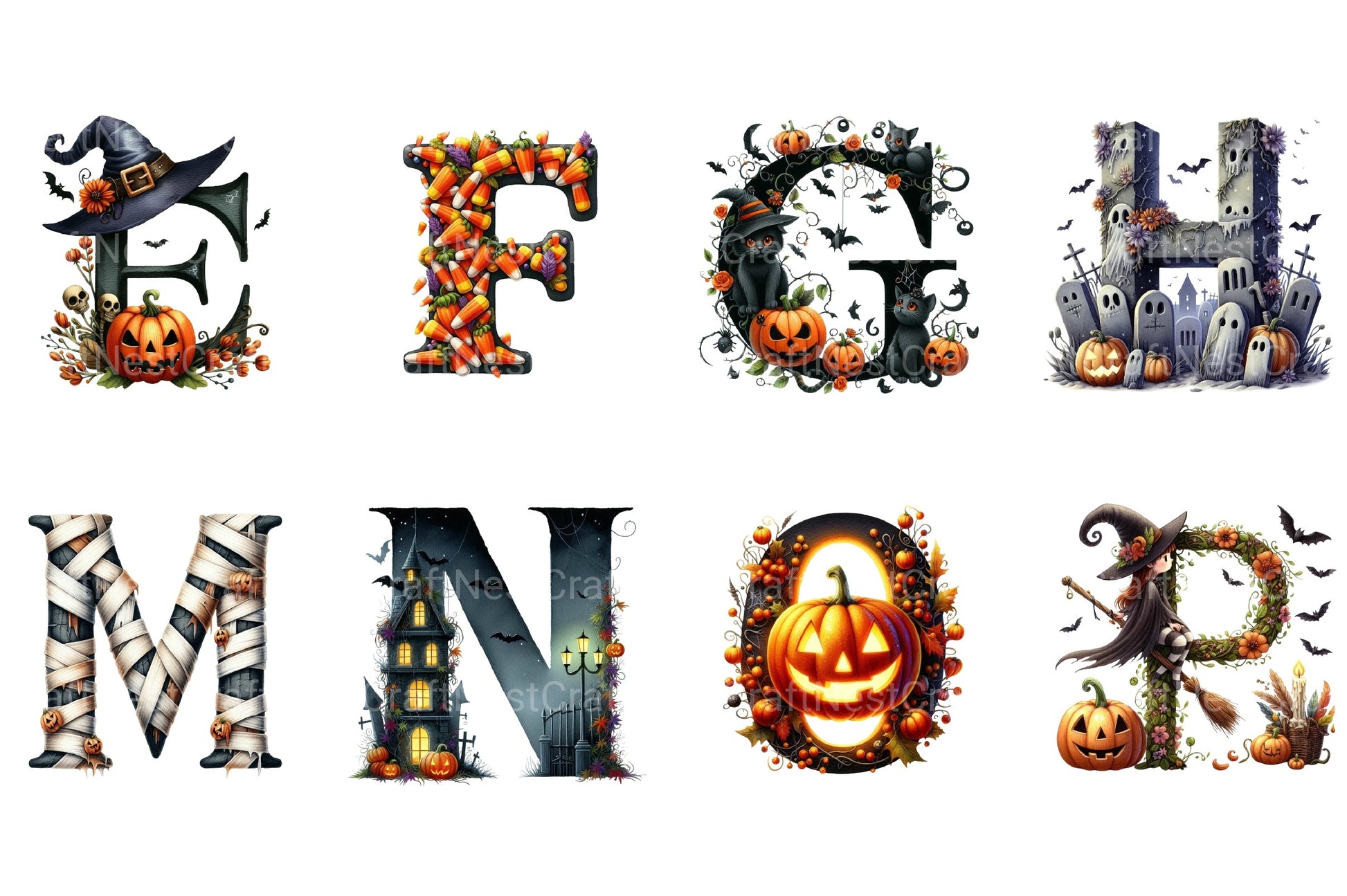 Halloween Alphabet Clipart Bundle 49 - CraftNest - Digital Crafting and Art